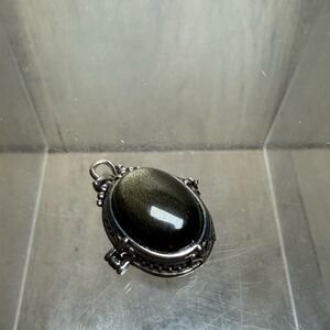 Gold Sheen Obsidian Stone “Poison” Medicine Pendant Secret Compartment